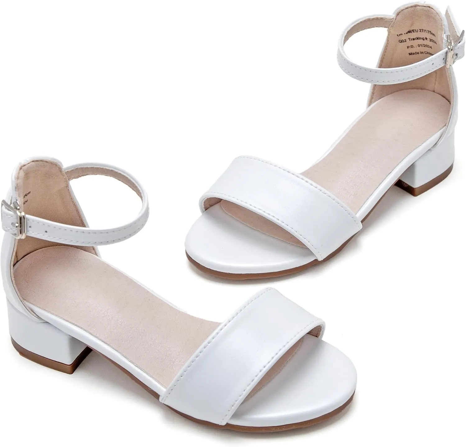 Felix & Flora Girls Sandals Low Heels Open Toe Flower Girl Dress Shoes