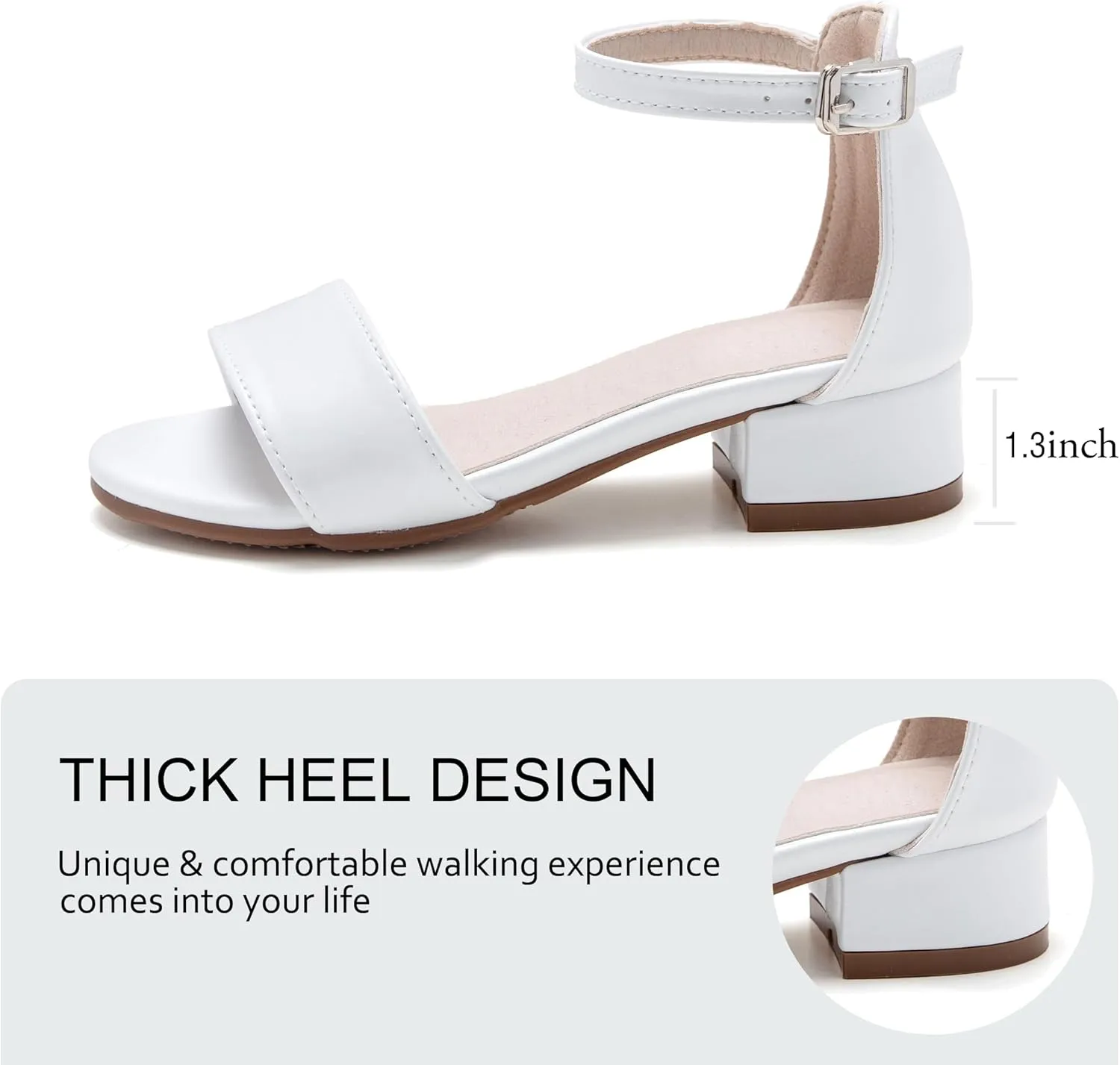 Felix & Flora Girls Sandals Low Heels Open Toe Flower Girl Dress Shoes