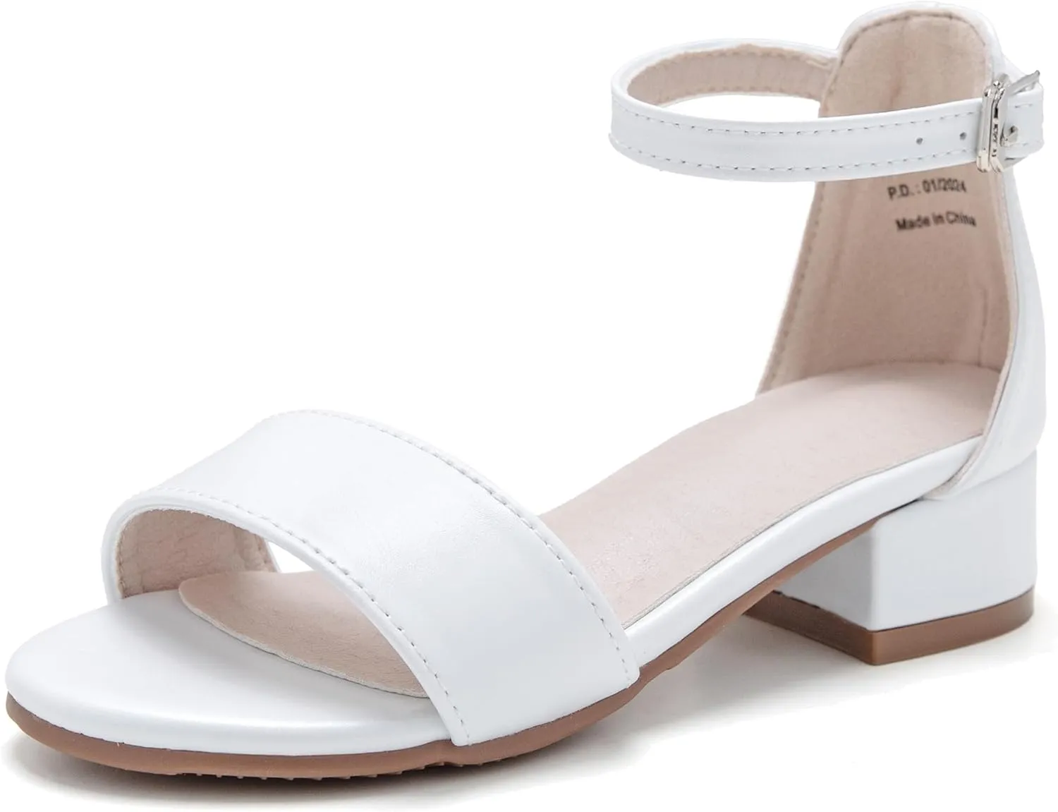 Felix & Flora Girls Sandals Low Heels Open Toe Flower Girl Dress Shoes