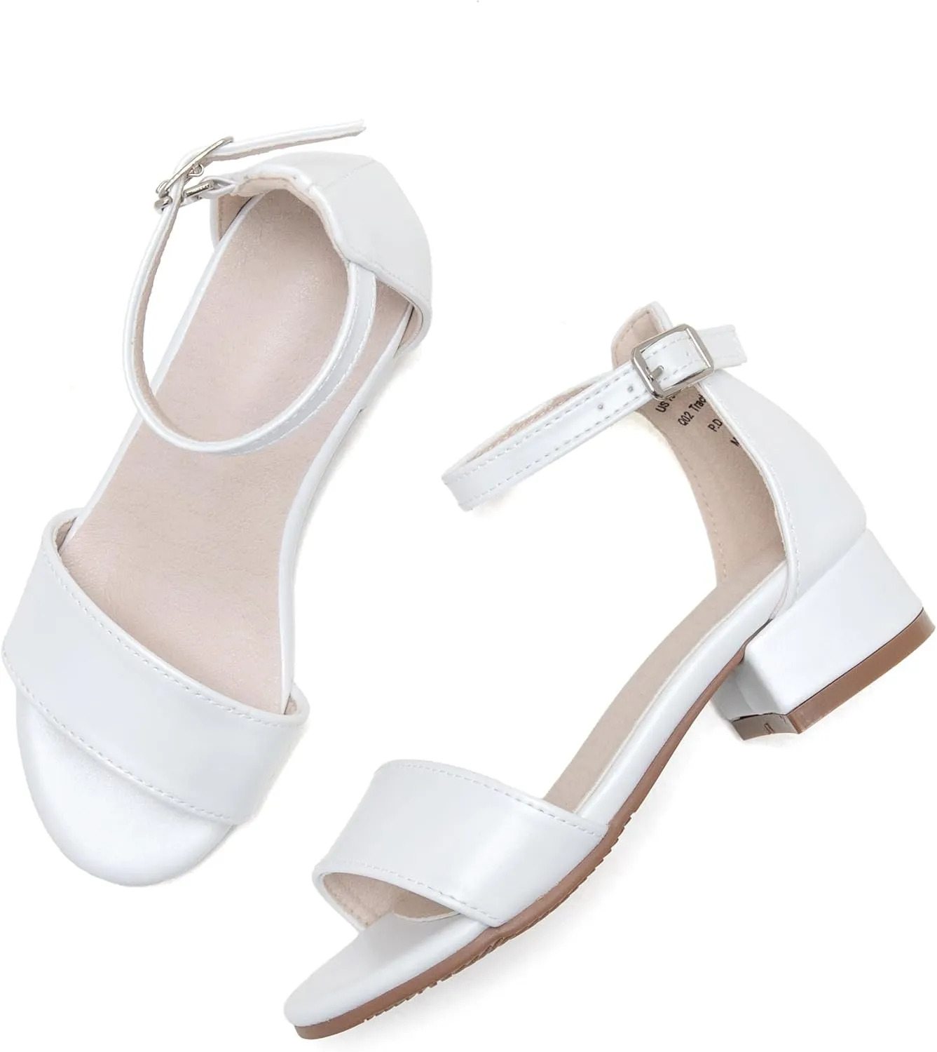 Felix & Flora Girls Sandals Low Heels Open Toe Flower Girl Dress Shoes