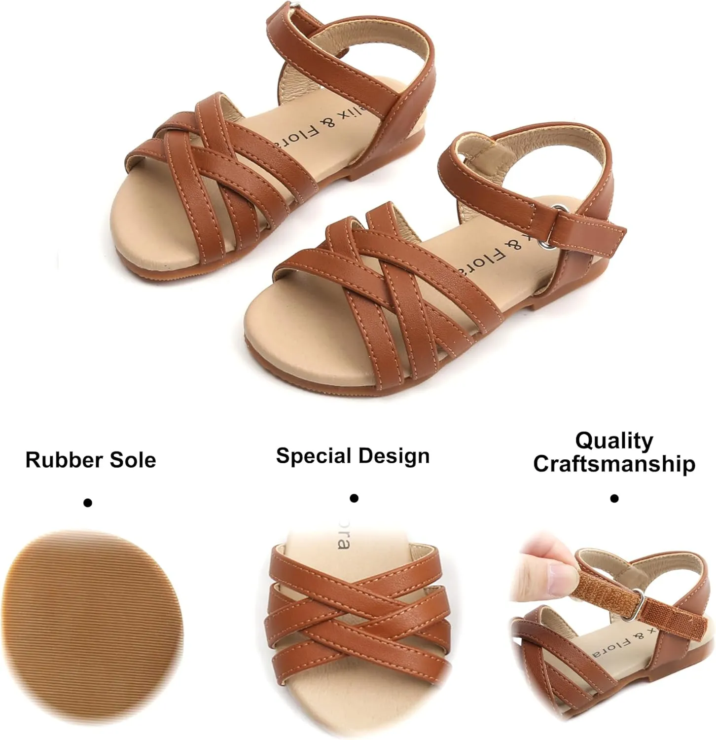 Felix & Flora Toddler Girl Sandals - Little Girl Easter Summer Dress Shoes Lightweight Open Toe Beach Holiday.