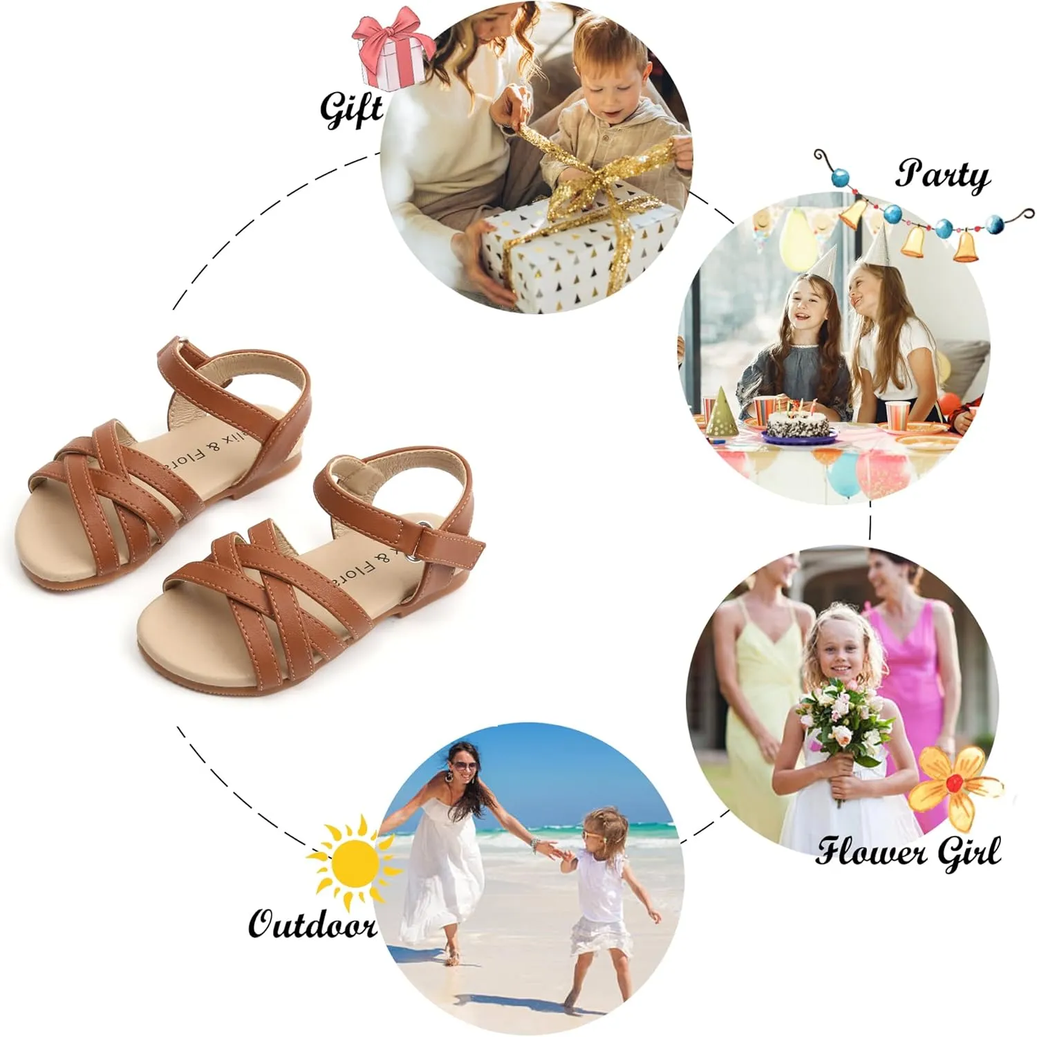 Felix & Flora Toddler Girl Sandals - Little Girl Easter Summer Dress Shoes Lightweight Open Toe Beach Holiday.