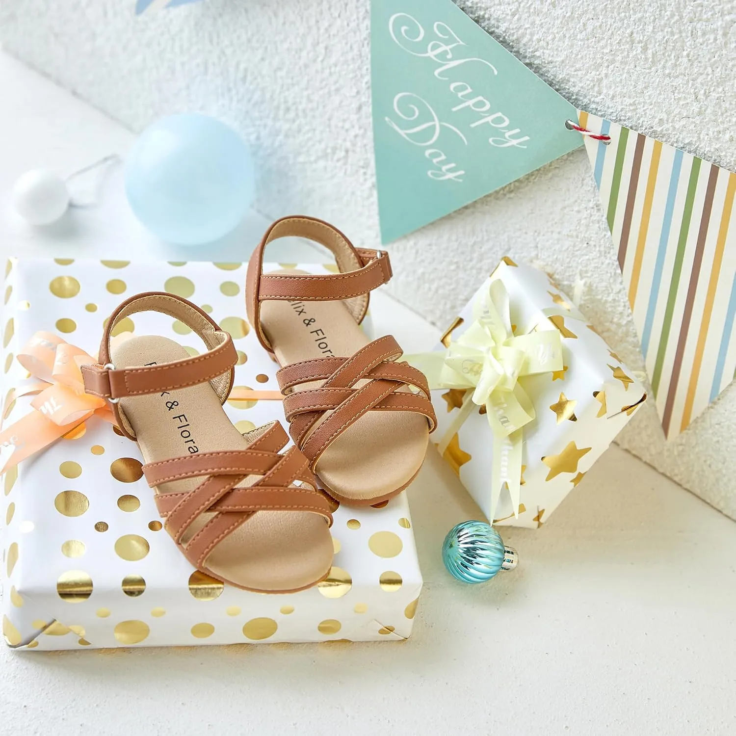 Felix & Flora Toddler Girl Sandals - Little Girl Easter Summer Dress Shoes Lightweight Open Toe Beach Holiday.