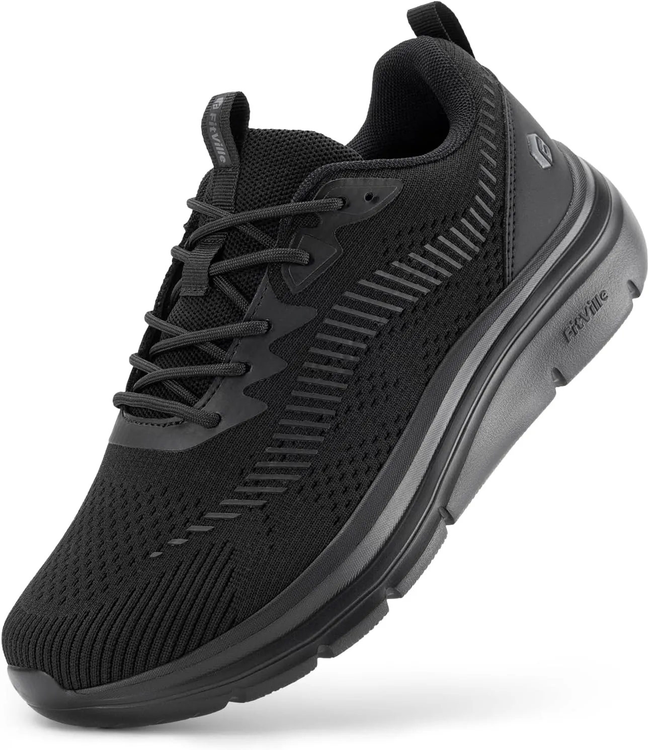 FitVille Men's Walking Shoes Wide Width, Comfortable Orthopedic Sneakers Lightweight Tennis Shoes Gym Workout Sneakers for Plantar Fasciitis - Cloud Wanderer V20