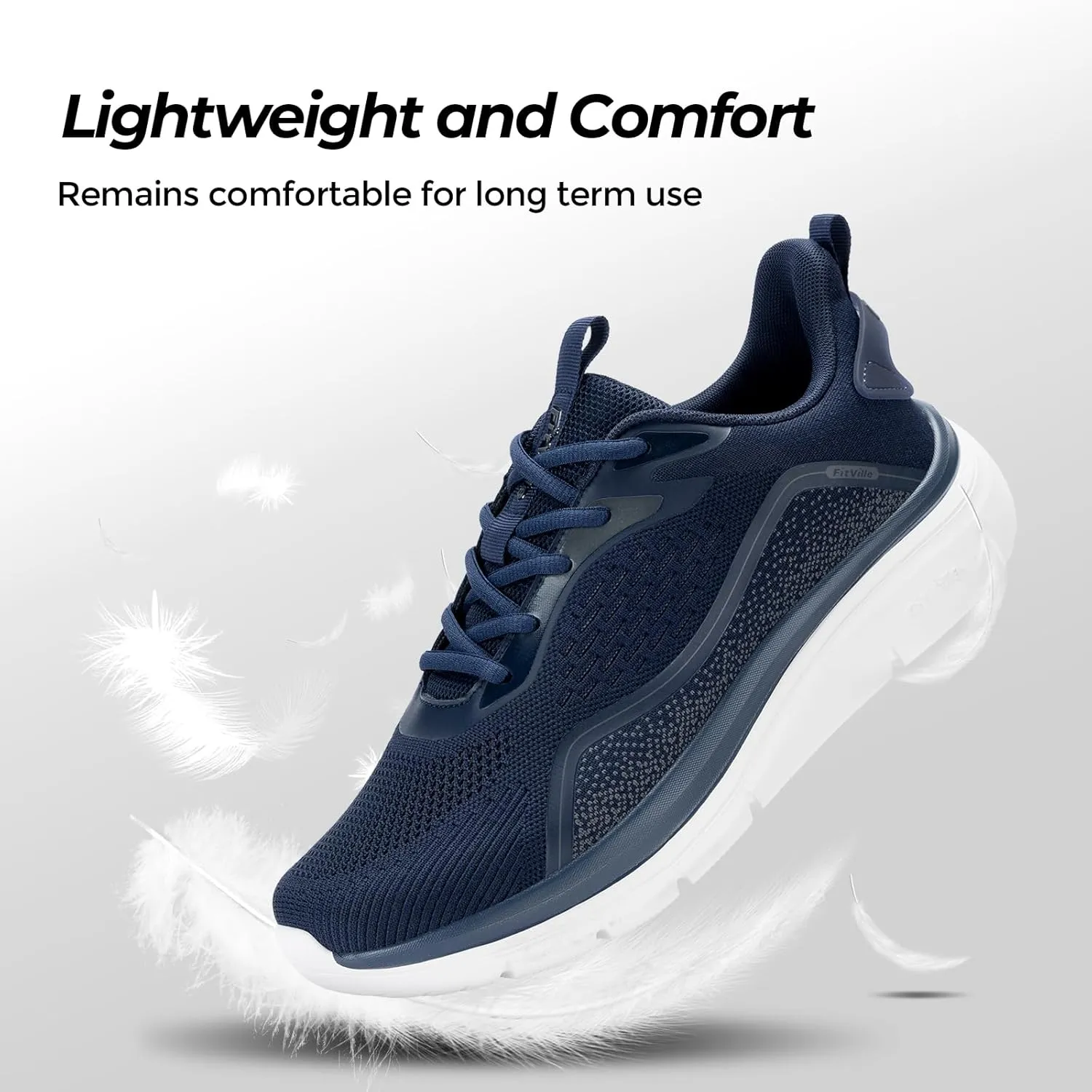 FitVille Men's Wide Walking Shoes Lightweight Comfortable Sneakers Breathable Wide Athletic Shoes - Cloud Jogger V3