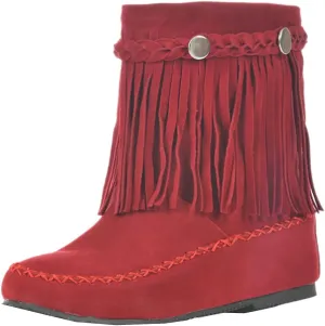 Flat Fringe Ankle Boots Cowgirl Western Tassel Booties Women Retro Vintage Low Heel Round Toe Pull On Short Boots
