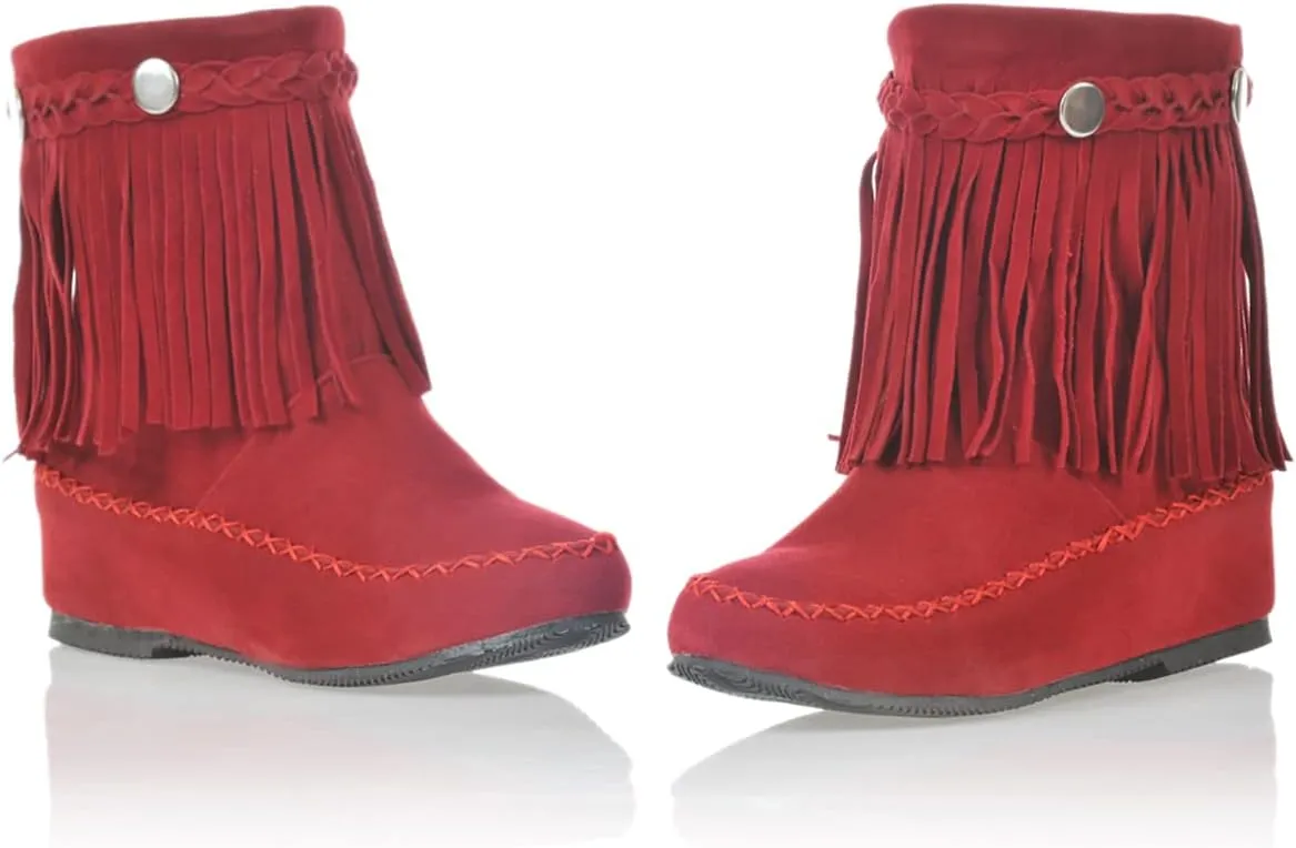 Flat Fringe Ankle Boots Cowgirl Western Tassel Booties Women Retro Vintage Low Heel Round Toe Pull On Short Boots