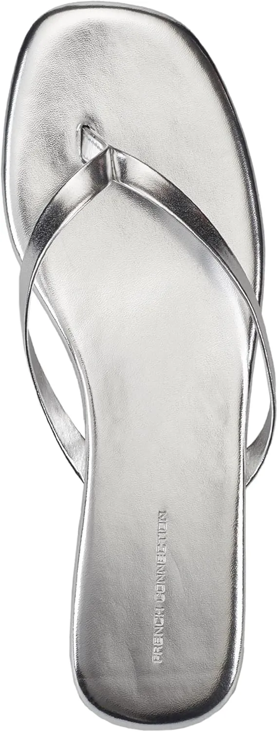 French Connection Womens Morgan Vegan Leather Slip On Thong Sandals