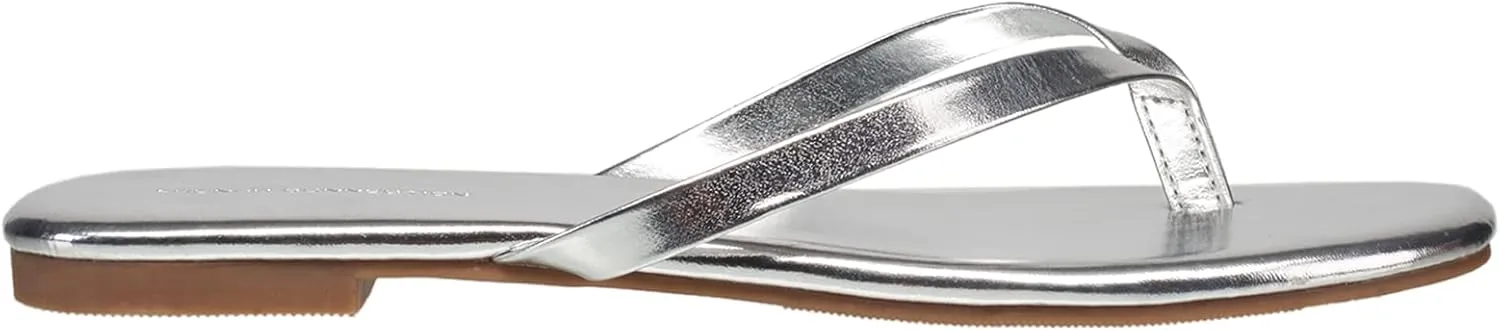 French Connection Womens Morgan Vegan Leather Slip On Thong Sandals