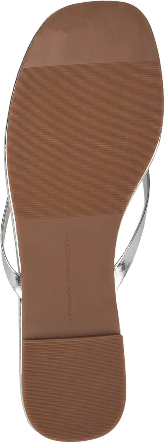 French Connection Womens Morgan Vegan Leather Slip On Thong Sandals