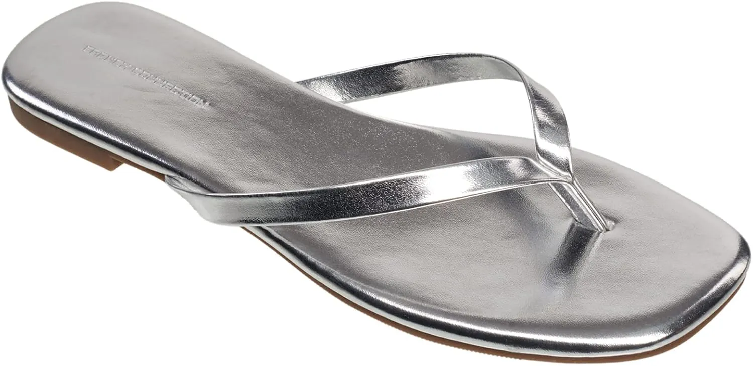 French Connection Womens Morgan Vegan Leather Slip On Thong Sandals