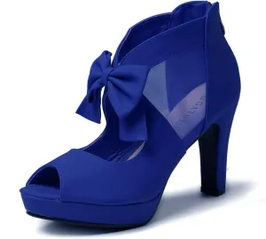 GATUXUS Open Toe Women Platform High Heel Shoes Bows Strappy Sandals