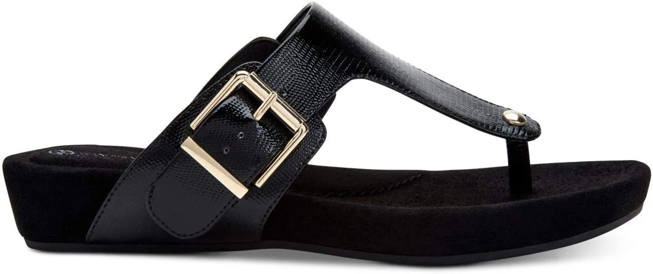 Giani Bernini Womens Rivver Sandals Buckle Thong Sandals Black 5 Medium (B,M)