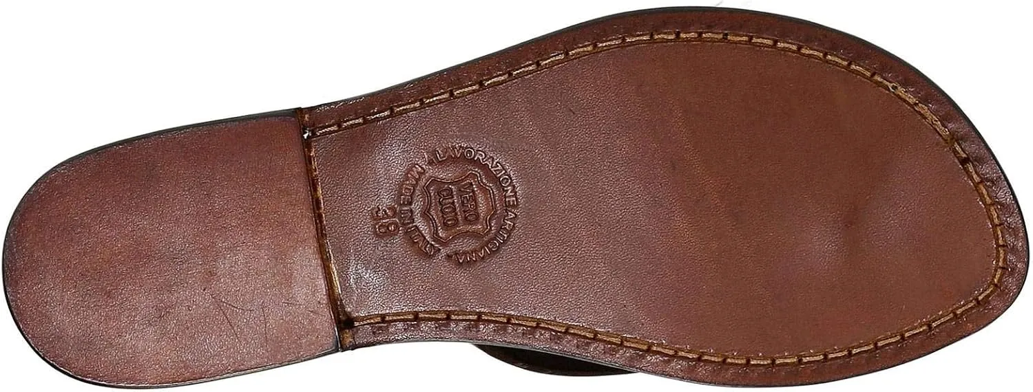 Gianluca - L'artigiano del cuoio Handmade Thong Sandals for Women Dark Brown Leather