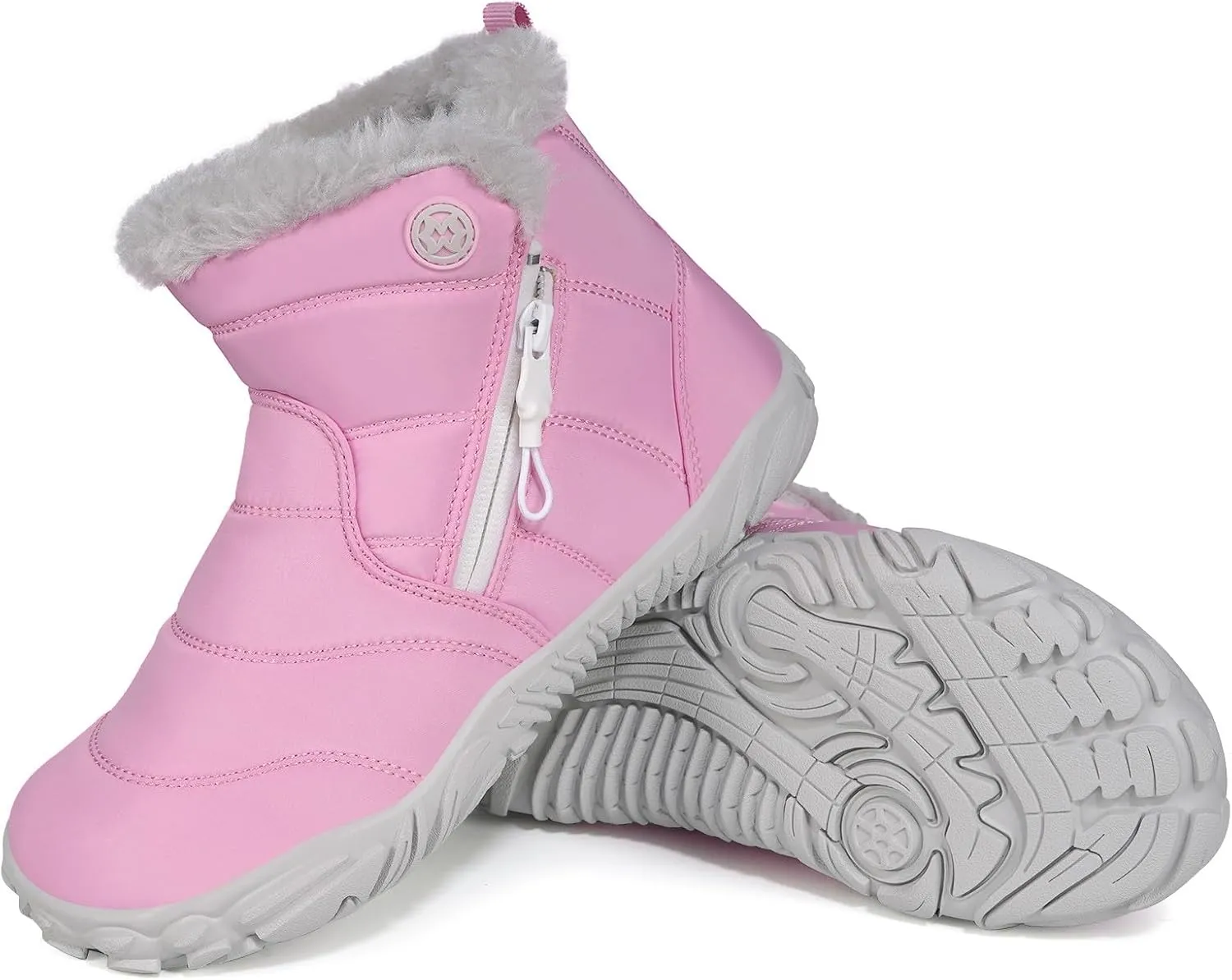 Girls Boys Barefoot Boots Shoes | Minimalist Little Kids/Big Kids Waterproof Ankle Winter Snow Boots | Zero Drop Sole | Wide Toe Box | Slip Resistant