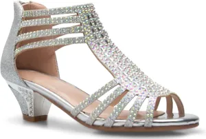 Girl's Cute Adorable Strappy Glitter Open Toe Heel Sandals - Adjustable buckle