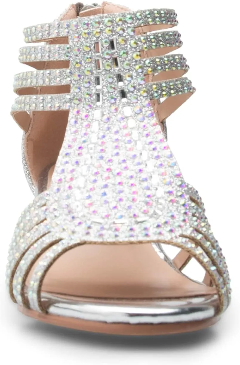 Girl's Cute Adorable Strappy Glitter Open Toe Heel Sandals - Adjustable buckle