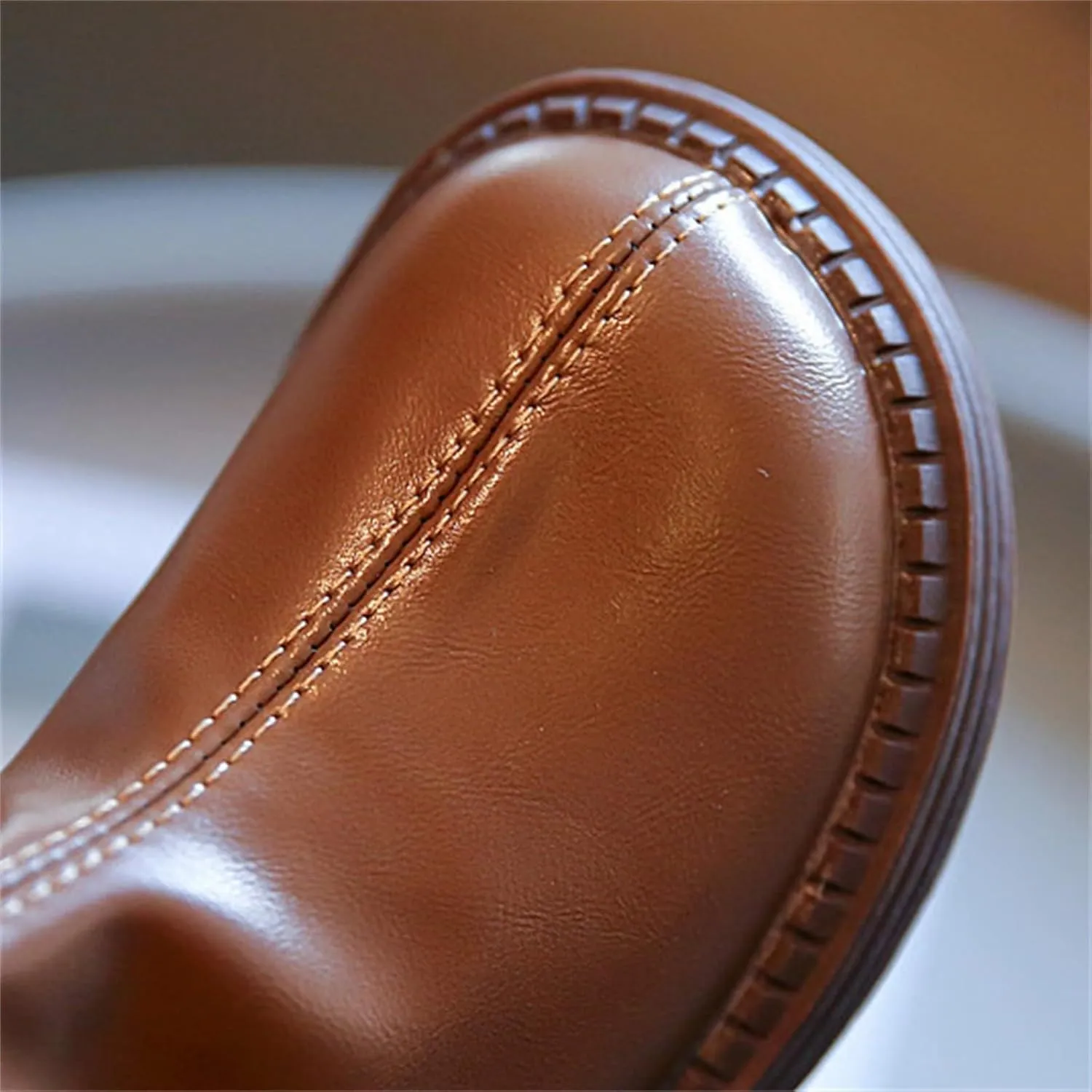 Girls Kids Leather 𝐖aterproof Boots Long Side Zipper Soft 𝗟ow Heel Shoes Childrens Outdoor Non Slip Light Comfy Shoes