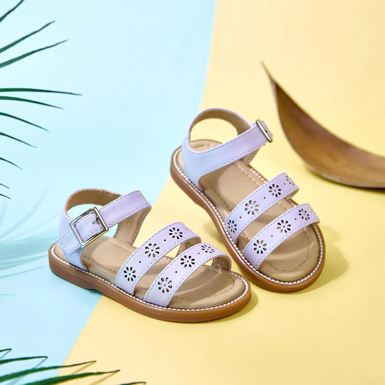 Girls Open Toe Flat Sandals Summer Casual Toddler Little Kid Sandals
