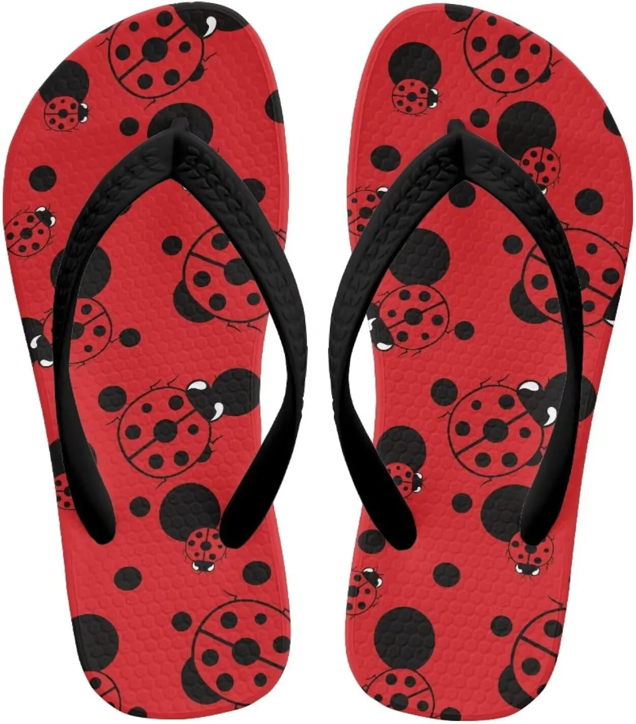 Girls Red Ladybug Flip Flops Kids Slip on Thong Sandals Ladybug Cosplay Slippers for Summer Beach Pool