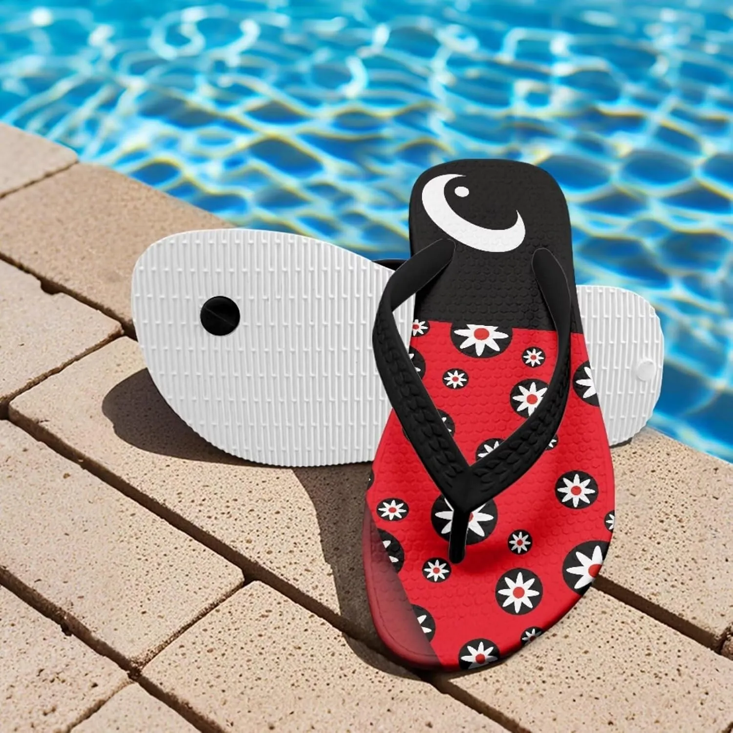 Girls Red Ladybug Flip Flops Kids Slip on Thong Sandals Ladybug Cosplay Slippers for Summer Beach Pool