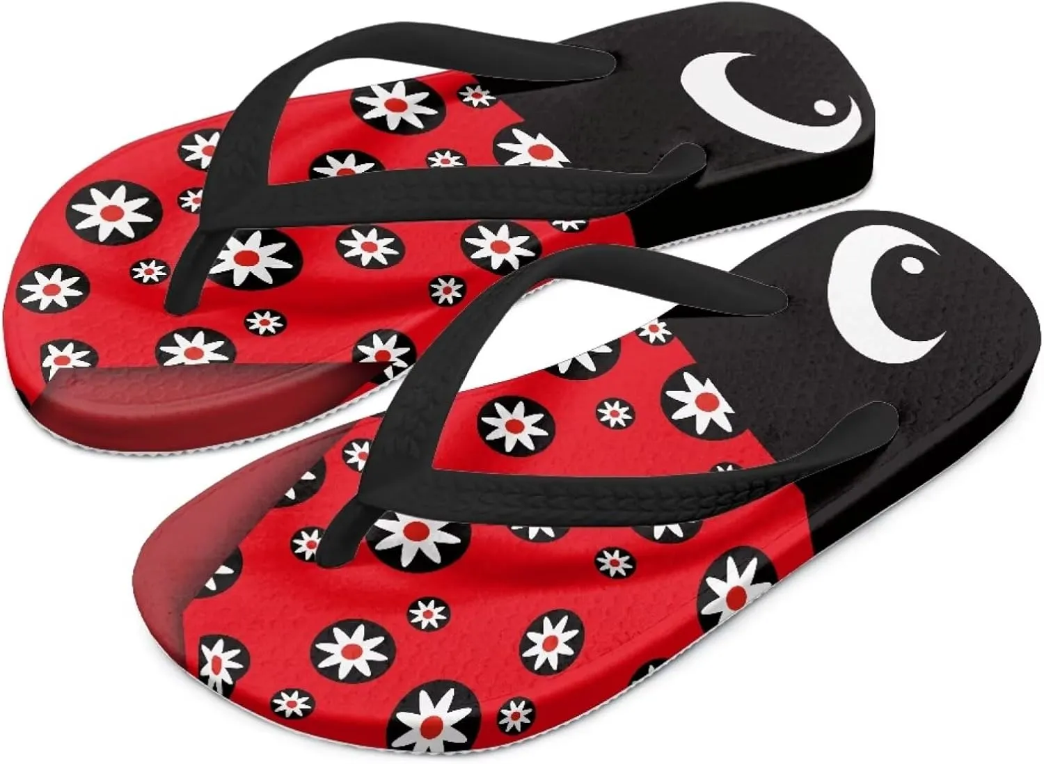 Girls Red Ladybug Flip Flops Kids Slip on Thong Sandals Ladybug Cosplay Slippers for Summer Beach Pool