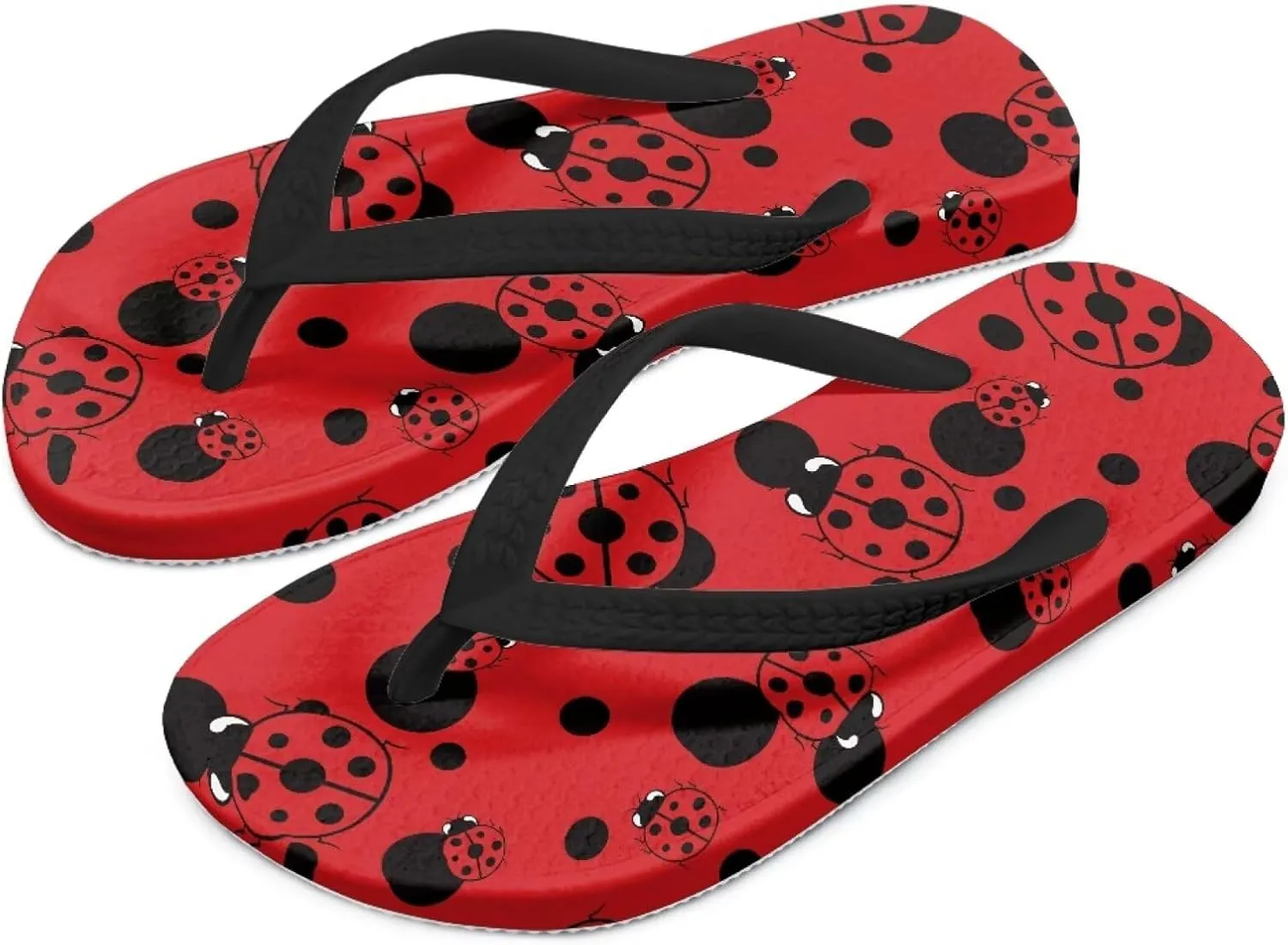 Girls Red Ladybug Flip Flops Kids Slip on Thong Sandals Ladybug Cosplay Slippers for Summer Beach Pool
