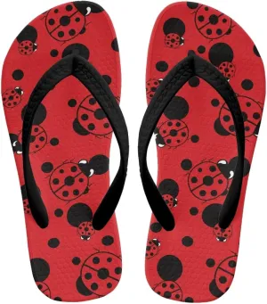 Girls Red Ladybug Flip Flops Kids Slip on Thong Sandals Ladybug Cosplay Slippers for Summer Beach Pool