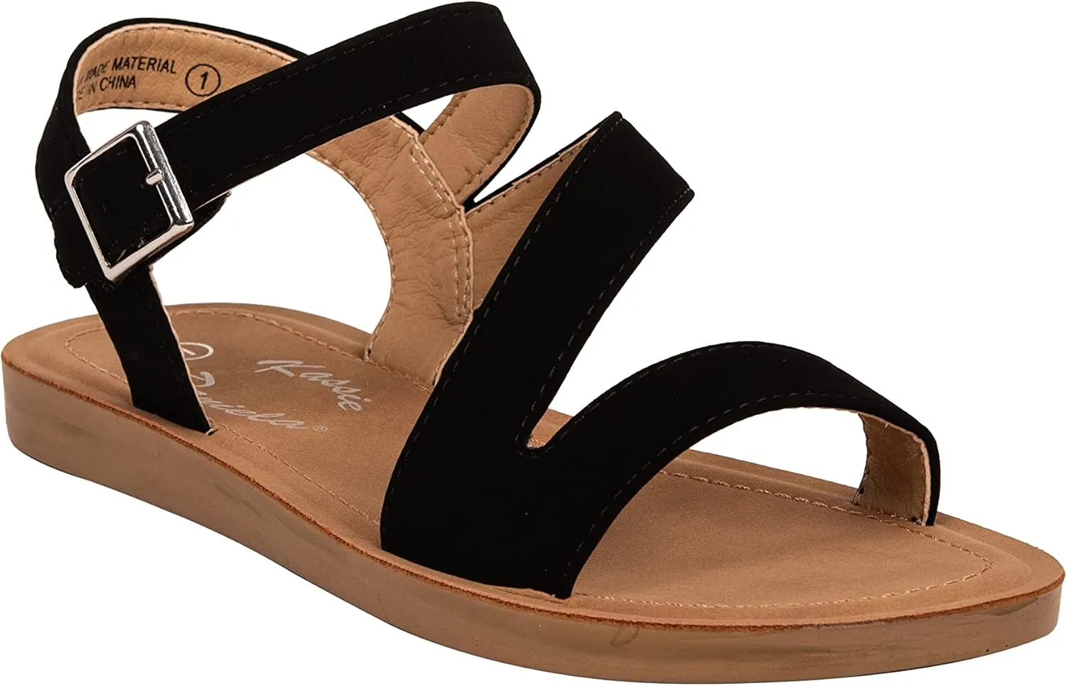 Girls Sandals Comfortable Open Toe Straps with Ankle Buckle Slide Flats Lan-2