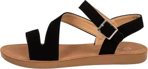 Girls Sandals Comfortable Open Toe Straps with Ankle Buckle Slide Flats Lan-2