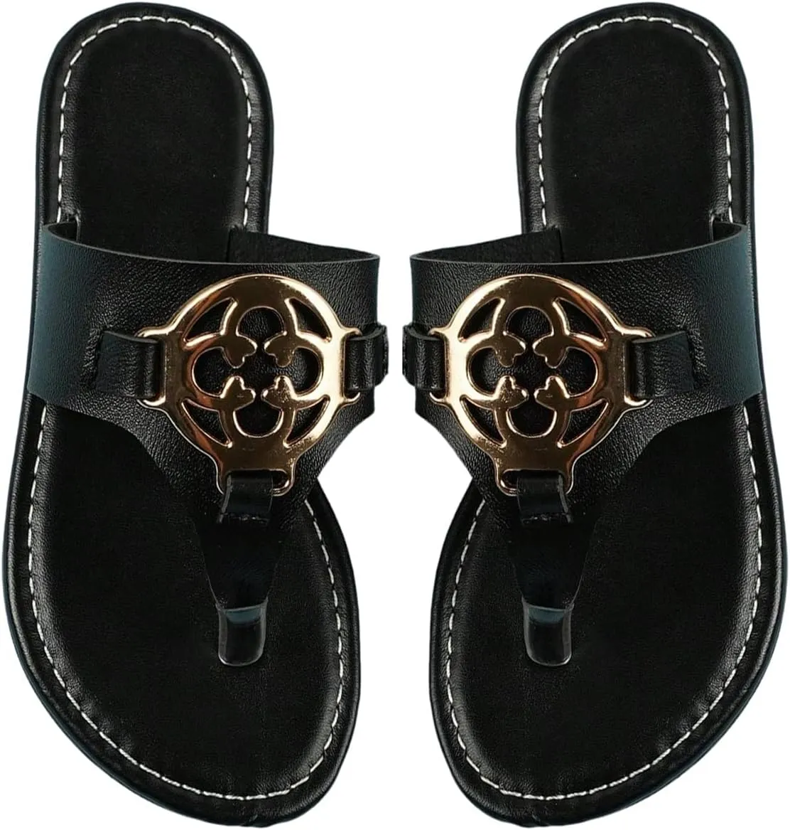 GORGLITTER Girl's Metallic Thong Flat Sandals Dressy Slip On Summer Walking Flip Flops