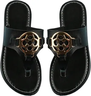 GORGLITTER Girl's Metallic Thong Flat Sandals Dressy Slip On Summer Walking Flip Flops