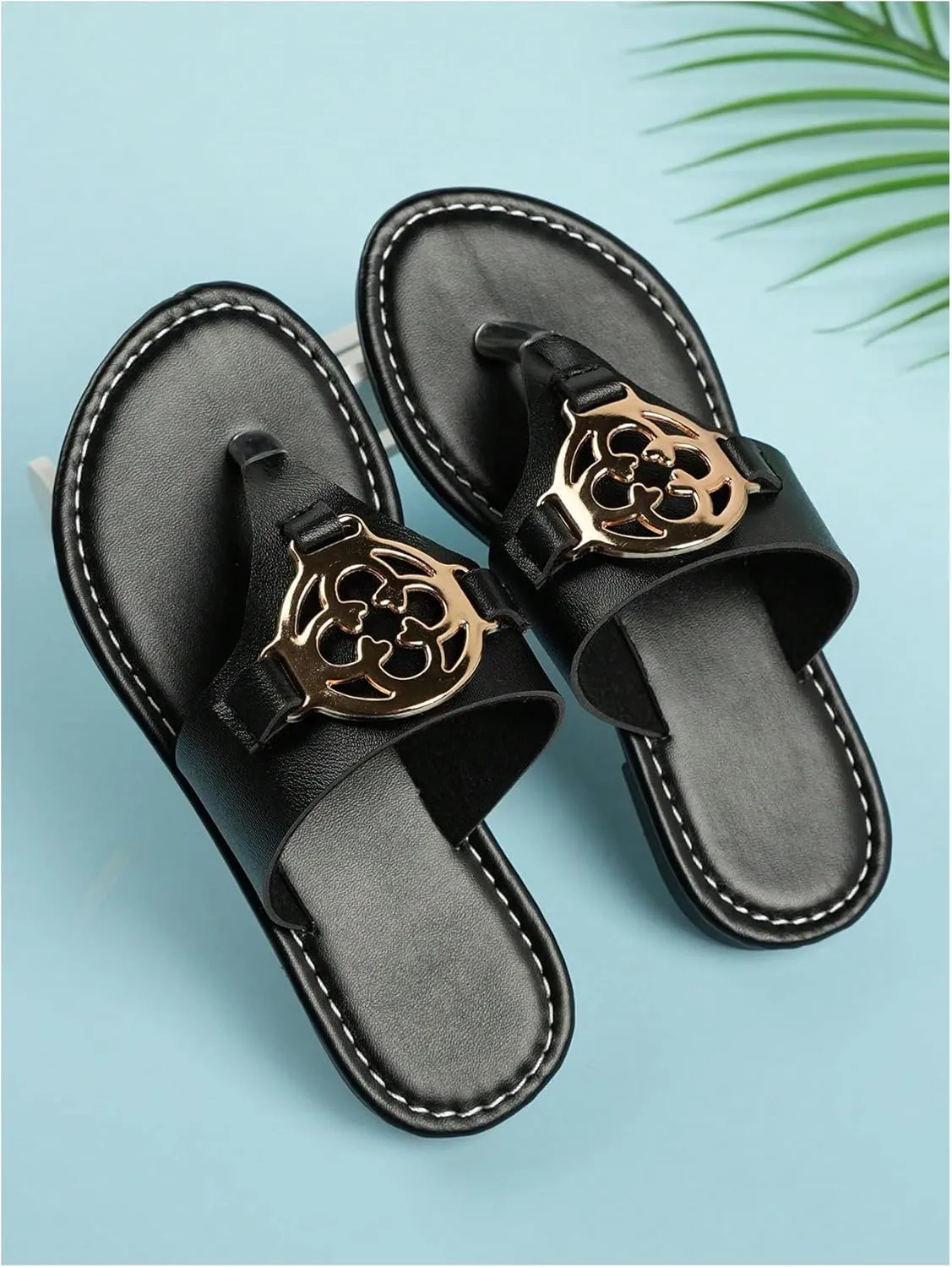 GORGLITTER Girl's Metallic Thong Flat Sandals Dressy Slip On Summer Walking Flip Flops