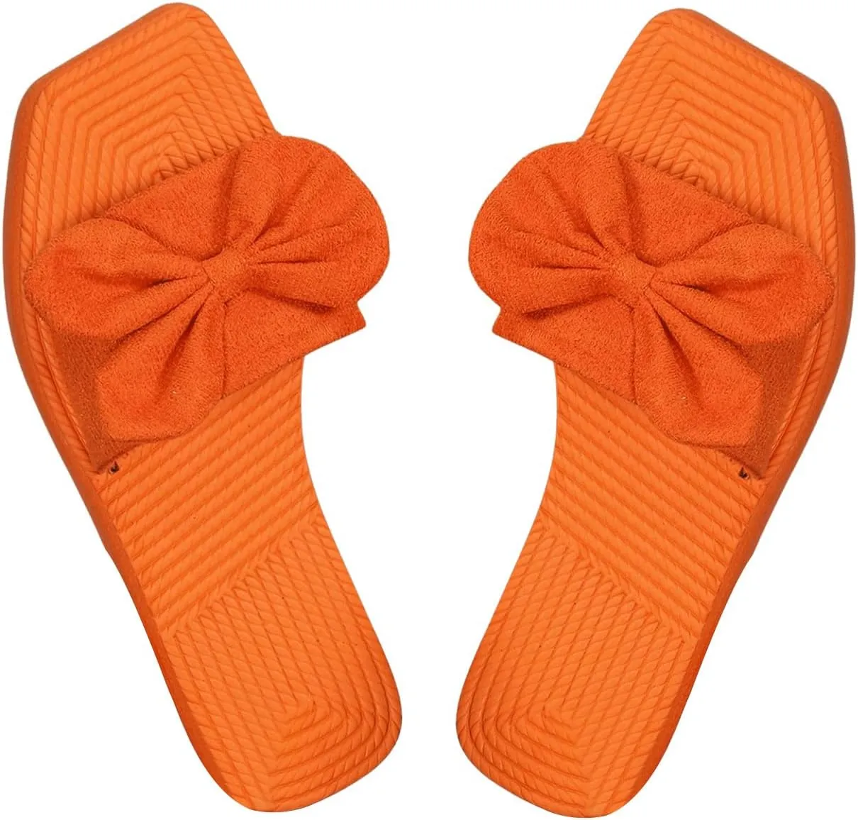 GORGLITTER Women's Bow Flat Sandals Straw Open Toe Dressy Boho Summer Beach Sandals