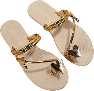 GORGLITTER Women's Butterfly Metallic Sandals Dressy Sparkly Rhinestone Strappy Toe Ring Slide Flats Sandal