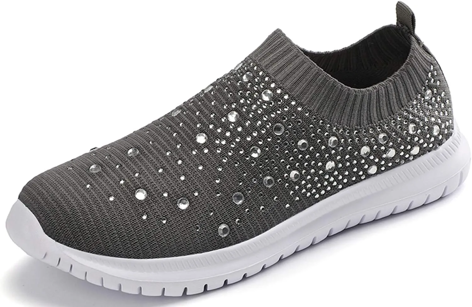 GOSPT Women's Mesh Walking Shoes Rhinestone Glitter Slip On Ballroom Jazz Latin Dance Sock Sneakers