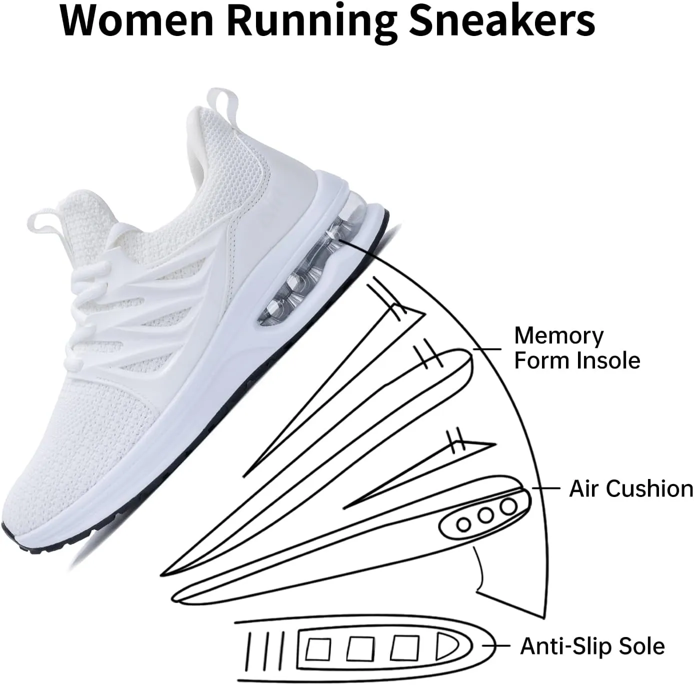 Gyeice Womens Air Running Shoes Lightweight Breathable Fashion Tennis Sneakers Gym Sport Walking Slip on Footwear US 5.5-11