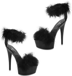 Happyyami 1Pair WomenS Fluffy Feather Clear High Heels Faux Fur Heels Sandals Pointed Toe Fuzzy Slippers High Heels Sandals
