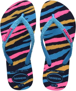 Havaianas Kids Slim Tropical Flip Flops - Kids' Summer Sandals for Girls - Turquoise, 3Y Big Kid