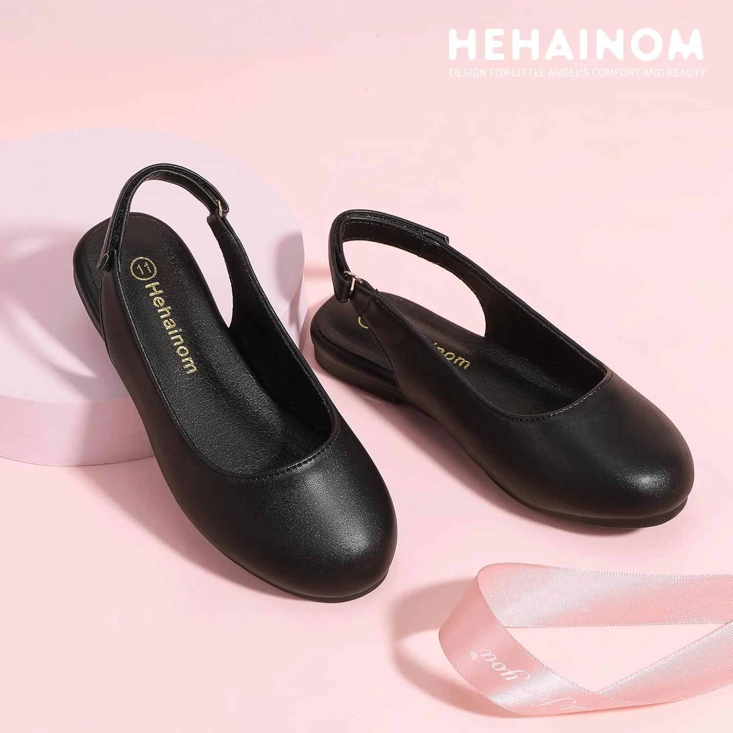Hehainom Girls Flats Slingback Round Toe Sandals Toddler Little Kids Summer Flower Girl Communion Church Dress Shoes