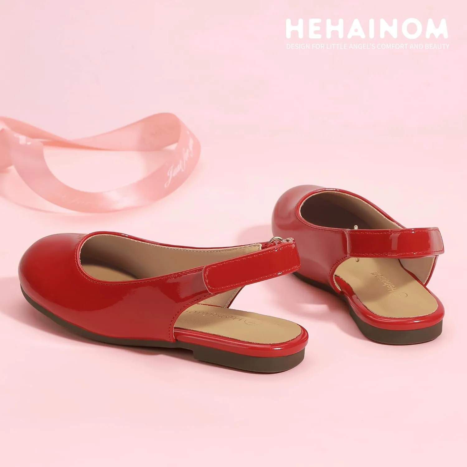 Hehainom Girls Flats Slingback Round Toe Sandals Toddler Little Kids Summer Flower Girl Communion Church Dress Shoes