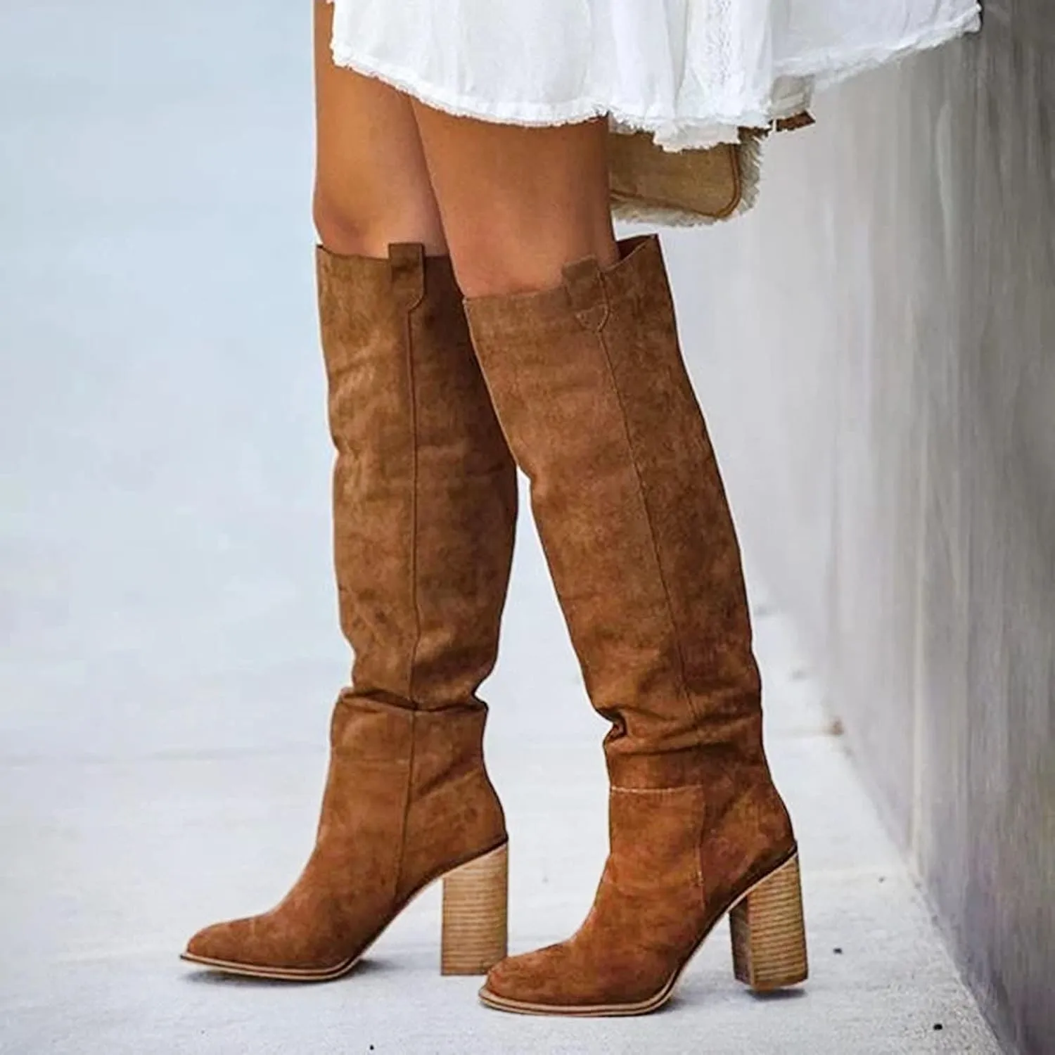 High Heeled Boots for Women Knee Length Heel Retro Boots Women's For Women Booties Chunky Knee-Hign Boots Boots Shoes women's boots Knee High Toe Boots for Women