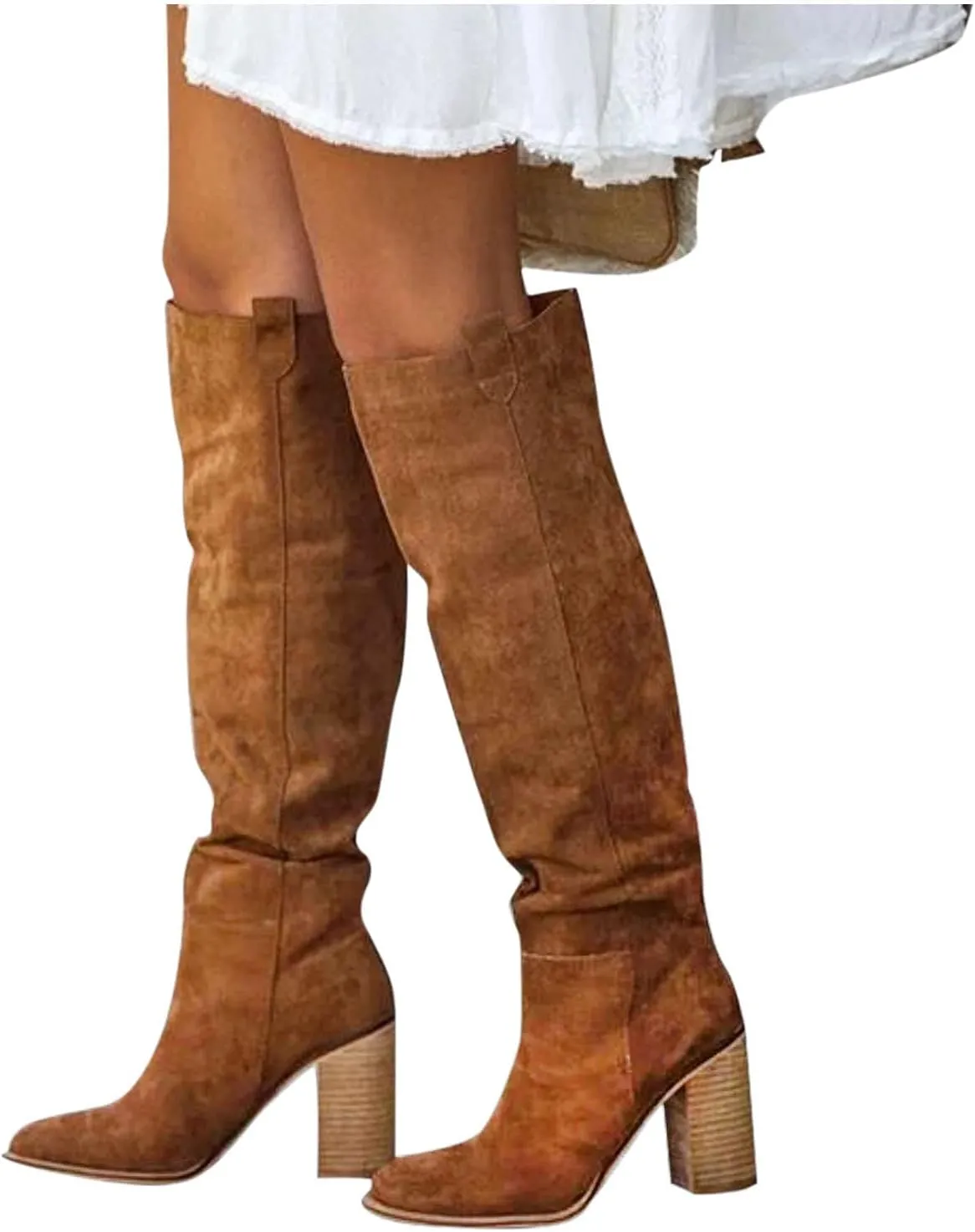 High Heeled Boots for Women Knee Length Heel Retro Boots Women's For Women Booties Chunky Knee-Hign Boots Boots Shoes women's boots Knee High Toe Boots for Women