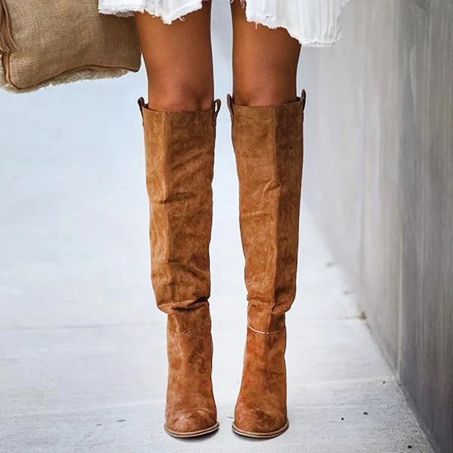 High Heeled Boots for Women Knee Length Heel Retro Boots Women's For Women Booties Chunky Knee-Hign Boots Boots Shoes women's boots Knee High Toe Boots for Women