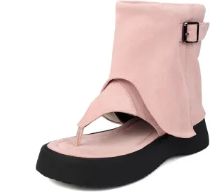 High Top Platform Sandals for Women Thongs Summer Bootie Sandals Buckle Gladiator Sandals Open-Toe