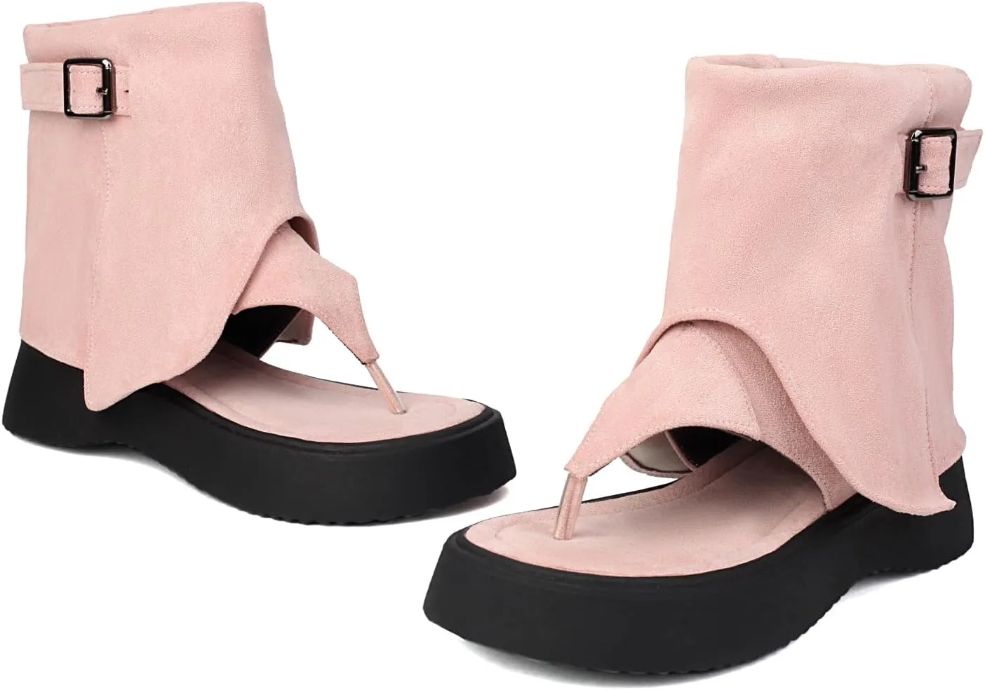 High Top Platform Sandals for Women Thongs Summer Bootie Sandals Buckle Gladiator Sandals Open-Toe