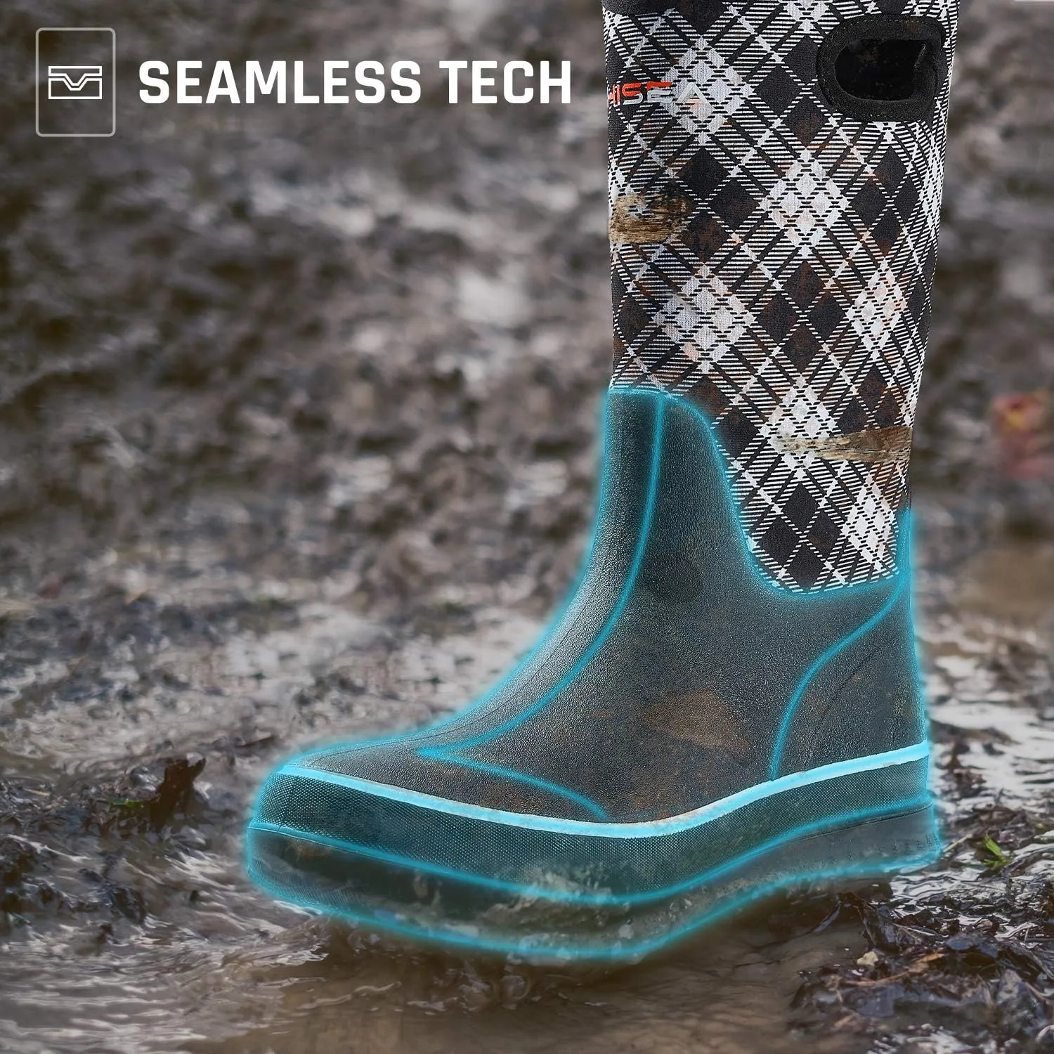 HISEA Women Mud Boots, Neoprene Rubber Garden Shoes Waterproof Mid Calf Rain Boots for Outdoor