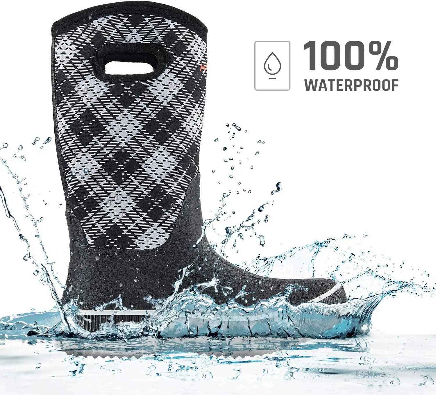 HISEA Women Mud Boots, Neoprene Rubber Garden Shoes Waterproof Mid Calf Rain Boots for Outdoor