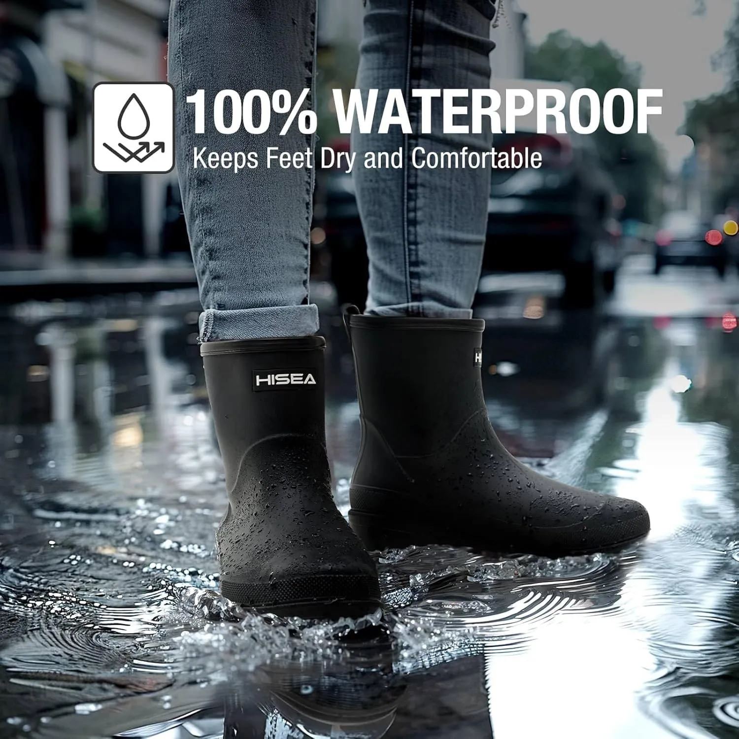 HISEA Women's Rubber Rain Boots Waterproof Short Chelsea Boots for Garden Outdoor