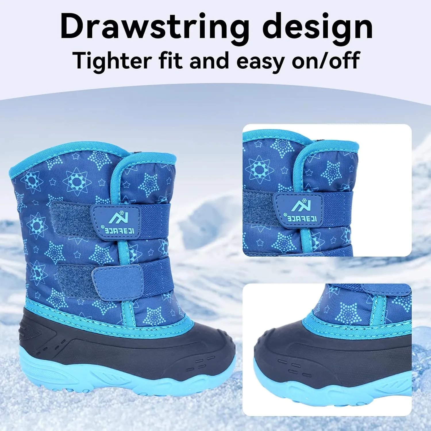 ICEFACE Snow Boots for Kid Winter Boots Waterproof Outdoor Warm Faux Fur Lined boot for Toddler/Little Boys and Girls